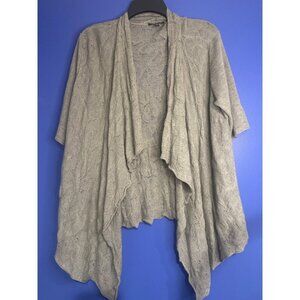 Eileen Fisher 100% Merino Wool Open Cardigan Women’s L – Short Sleeve Luxe Knit